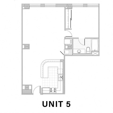 Floor plan for 1 bed, 1 bath, 840 sqft